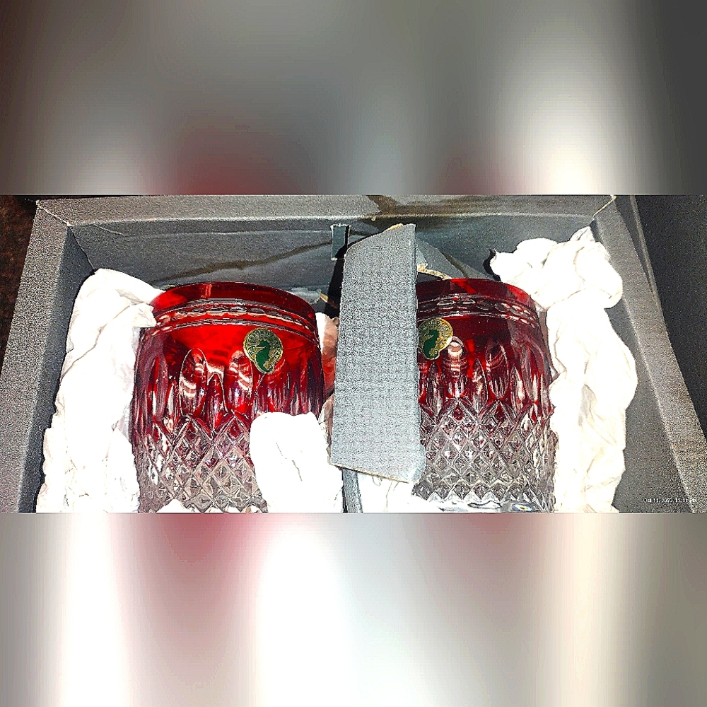 Waterford crystal clarendon ruby D.O.F pair